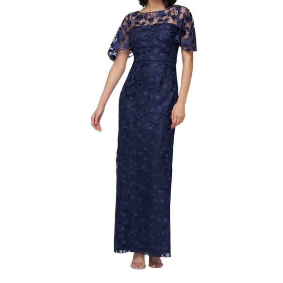JS Collections Brooke column lace dress blue size 6 - Picture 1 of 9